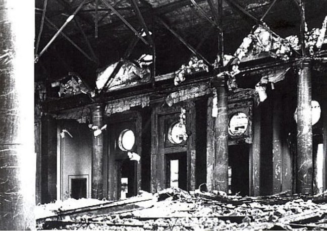 destroyed reception hall above vorbunker after war AHF